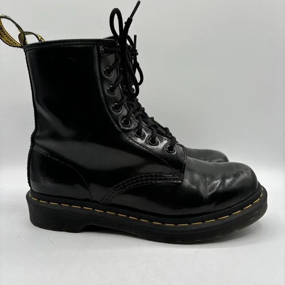 Dr. Martens 1460 Women's US 8 Black Patent Leather 8-Eye Lace-Up Combat Boots - Picture 6 of 16
